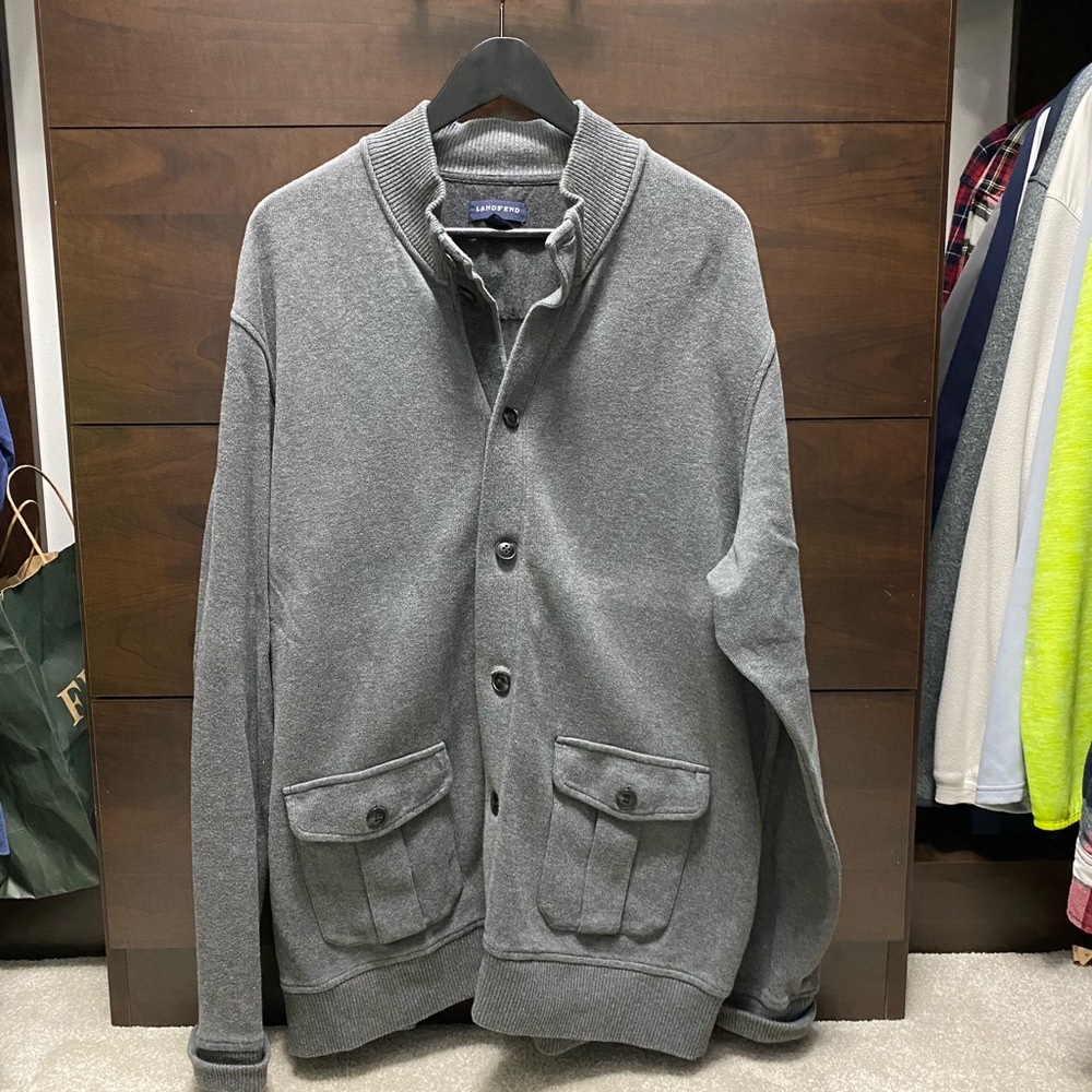 Lands End XL sweater.  Full button up